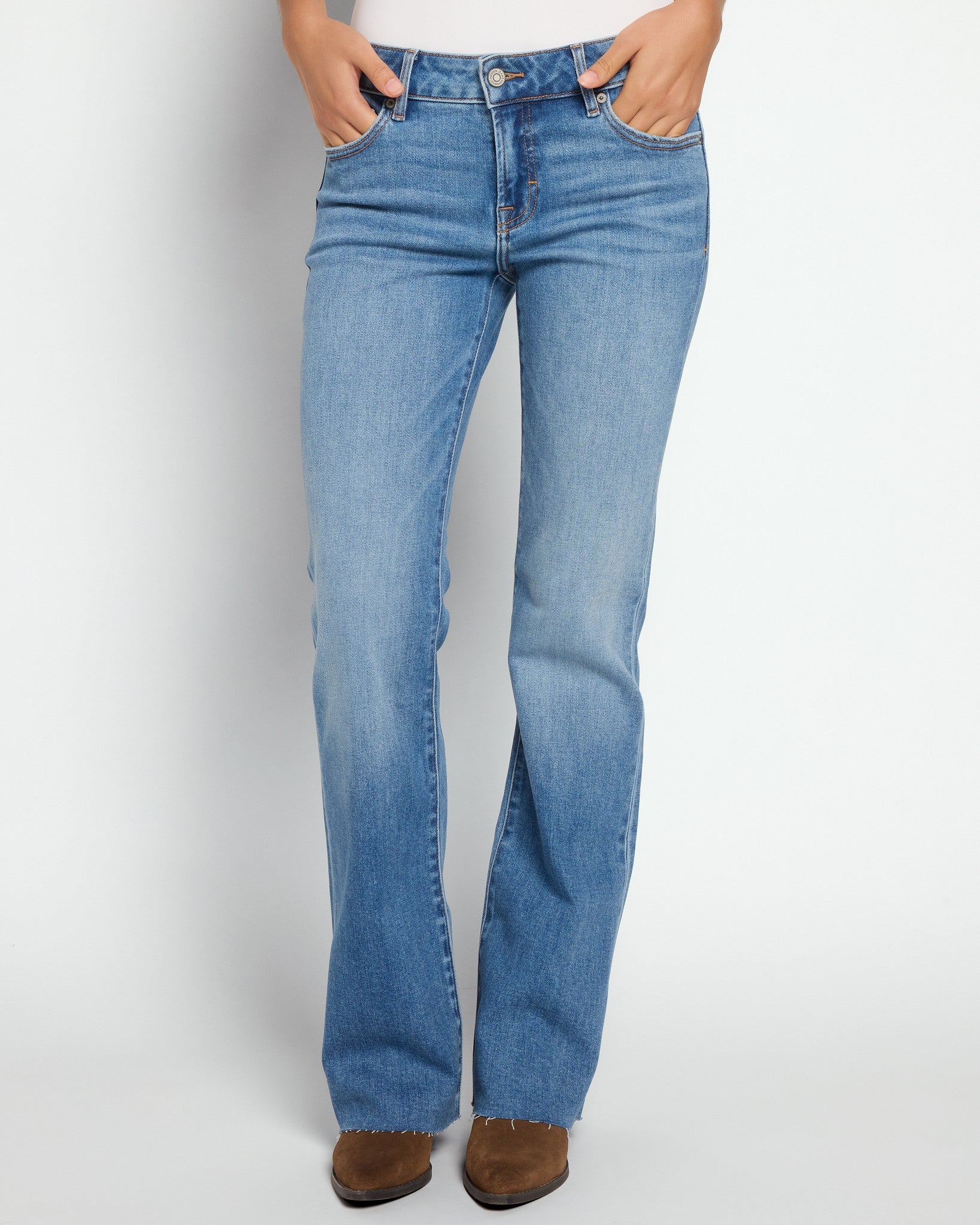Medium Wash $|& Hidden The Ryan Low Rise Bootcut Jeans - SOF Front