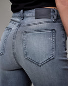 Grey Wash $|& Hidden The Happi High Rise Pintuck Flare - Hanger Back