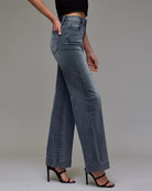 Grey Wash $|& Hidden The Happi High Rise Pintuck Flare - Hanger Front