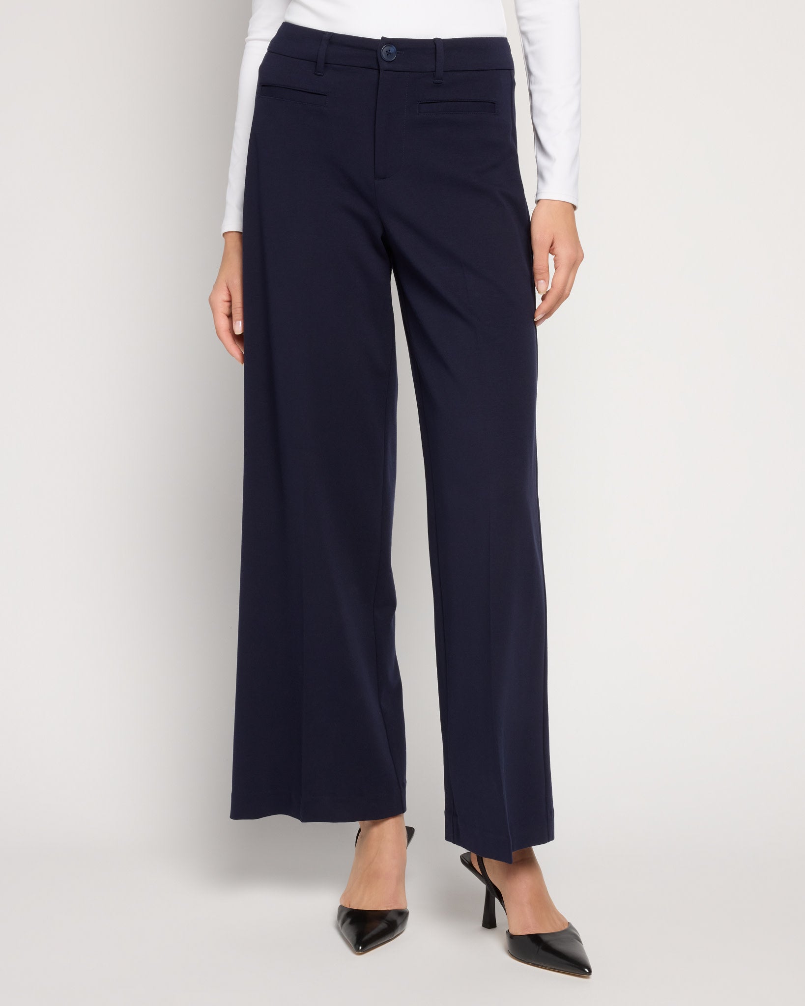 Cadet Blue $|& Liverpool Wide Leg Trouser With Flap Pockets - SOF Front