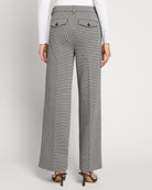 Black/White Mini Check $|& Liverpool Wide Leg Trouser With Flap Pockets - SOF Back