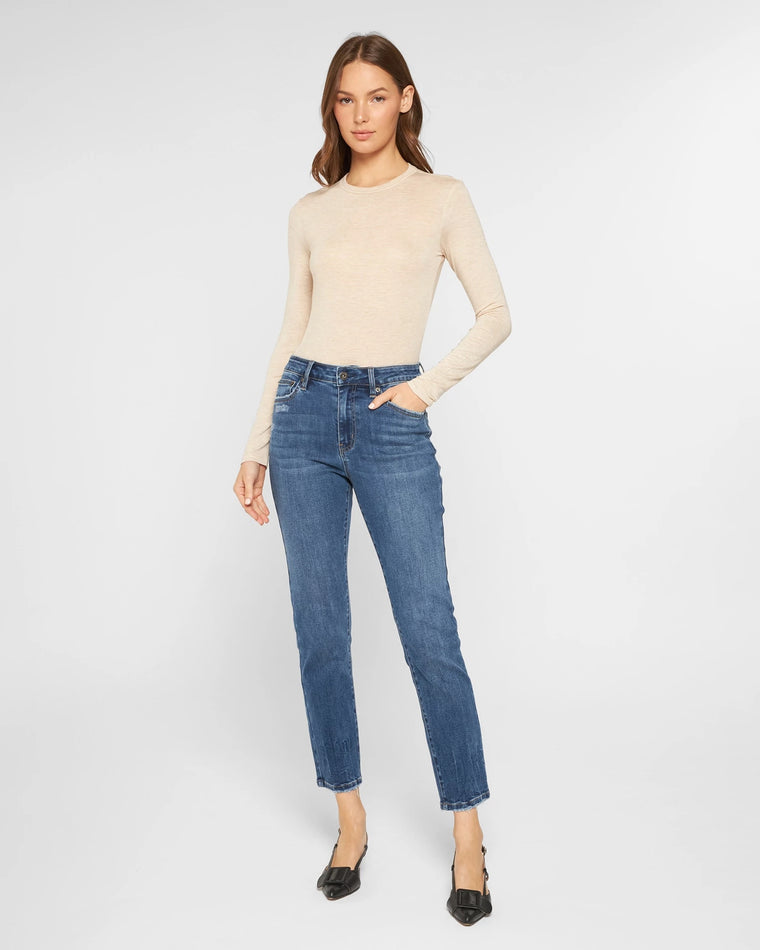 Stratos Blue $|& Mica Denim Mid Rise Easy Ankle Skinny Jeans - VOF Detail