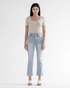 Uranian Blue $|& Mica Denim High Rise Super Soft Cropped Straight Jeans - VOF Detail