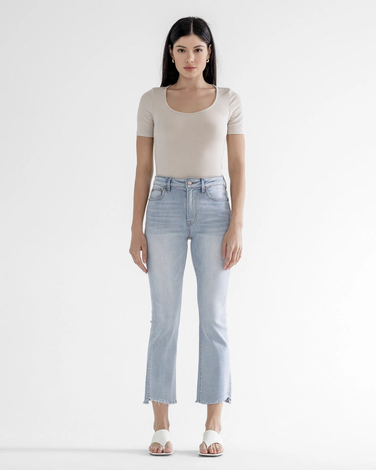 Uranian Blue $|& Mica Denim High Rise Super Soft Cropped Straight Jeans - VOF Detail