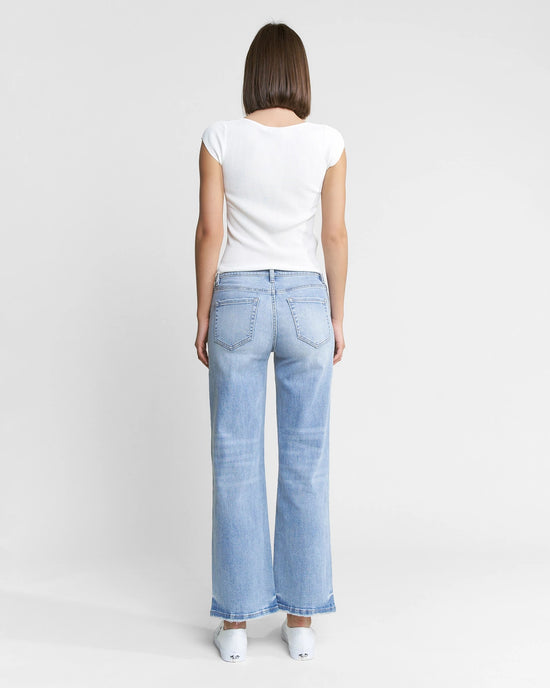 Dark Ocean Blue $|& Mica Denim Mid Rise Loose Straight Leg Jeans - Hanger Side