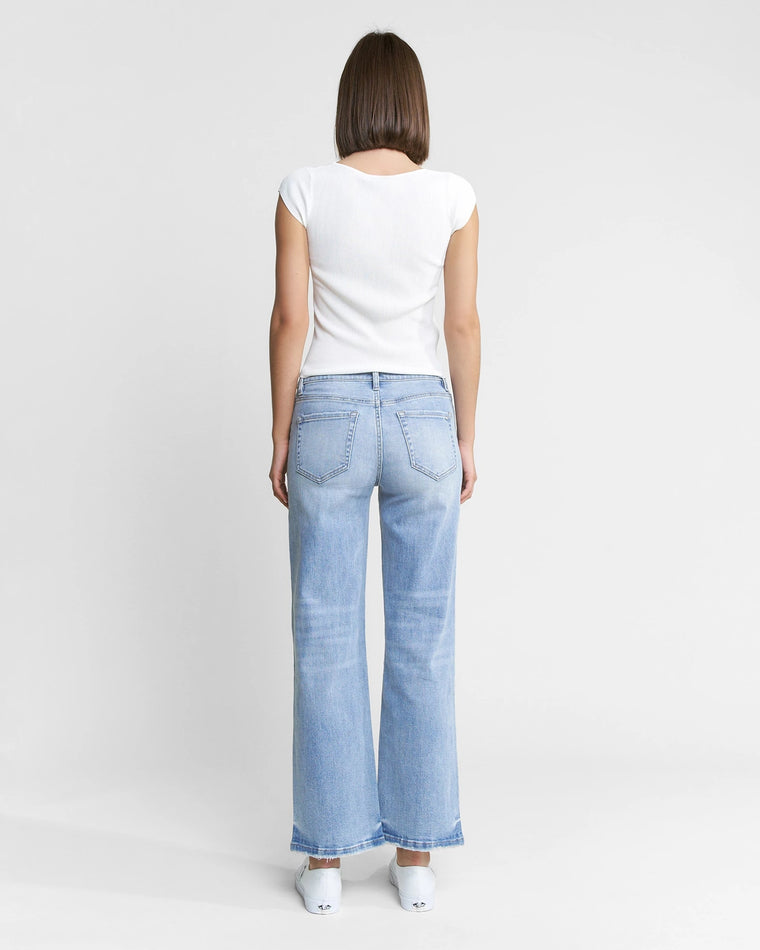 Dark Ocean Blue $|& Mica Denim Mid Rise Loose Straight Leg Jeans - Hanger Side