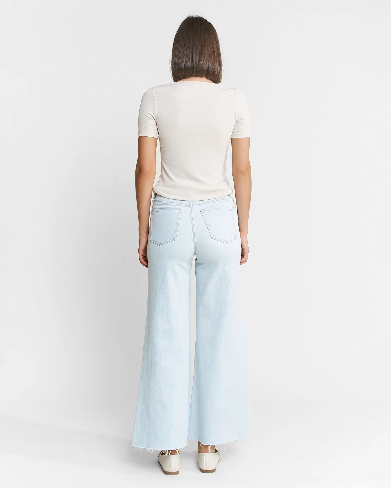 Light Slate $|& Mica Denim Super High Rise Super Wide Leg Jeans - Hanger Side