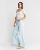 Light Slate $|& Mica Denim Super High Rise Super Wide Leg Jeans - Hanger Front