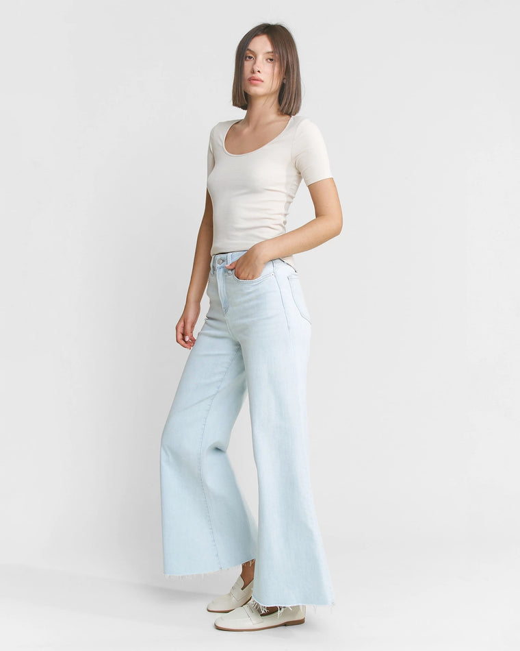 Light Slate $|& Mica Denim Super High Rise Super Wide Leg Jeans - Hanger Front