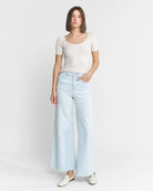 Light Slate $|& Mica Denim Super High Rise Super Wide Leg Jeans - VOF Detail