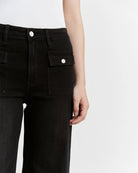 Washed Black $|& Mica Denim High Rise Wide Leg Jean With Patch Pockets - Hanger Back