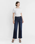 Nice Blue $|& Mica Denim High Rise Slim Wide Leg Jean With Patch Pockets - VOF Detail