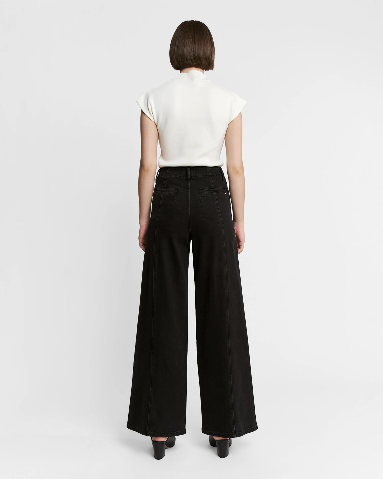 Fade Black $|& Mica Denim Super High Rise Seamed Trouser Jean - Hanger Side
