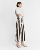 Earth Brown $|& Mica Denim Super High Rise Striped Wide Leg - Hanger Front