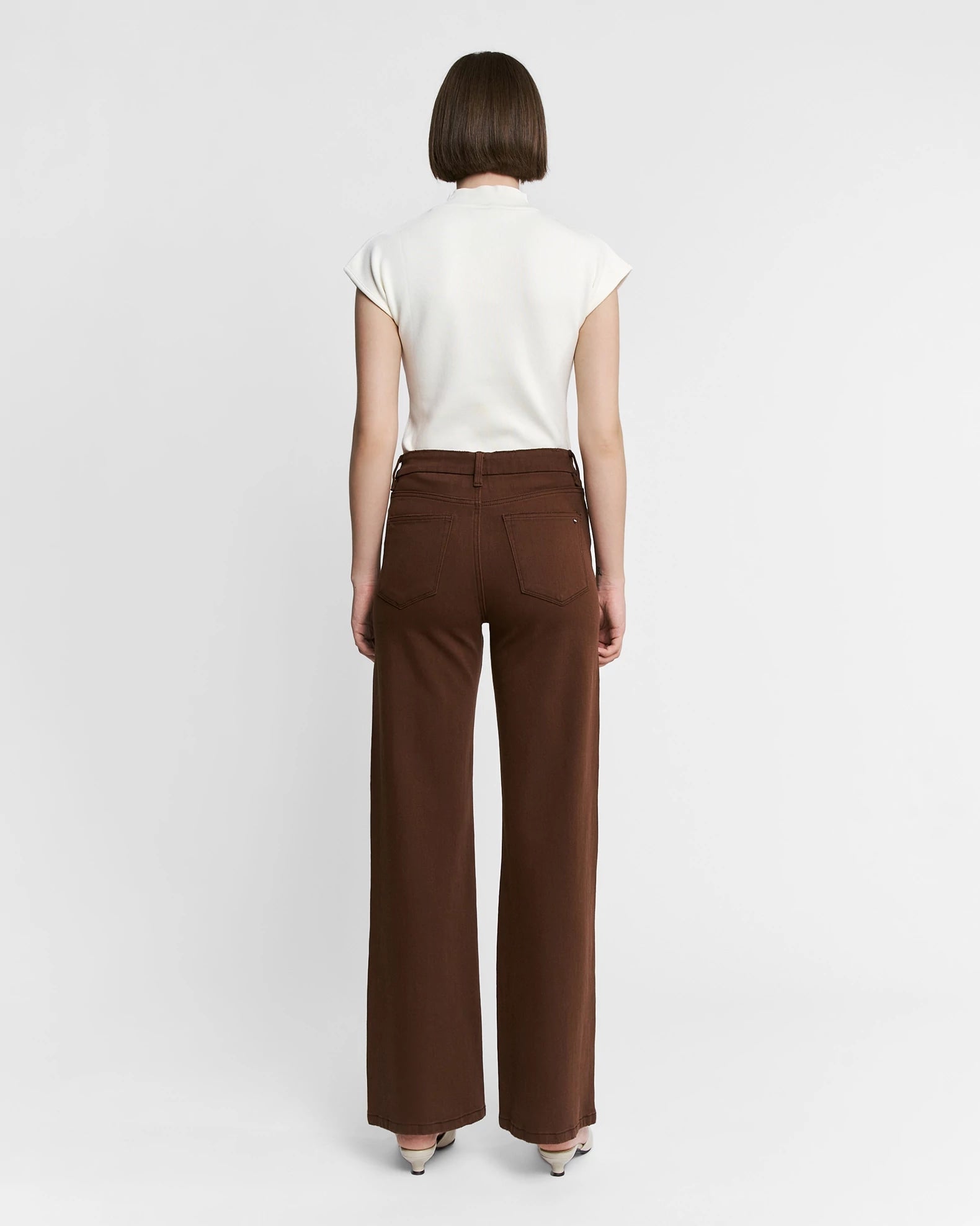 Vintage Brown $|& Mica Denim Super High Rise Wide Leg Pant - Hanger Side