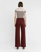 Deep Burgundy $|& Mica Denim Super High Rise Wide Leg Pant - Hanger Side