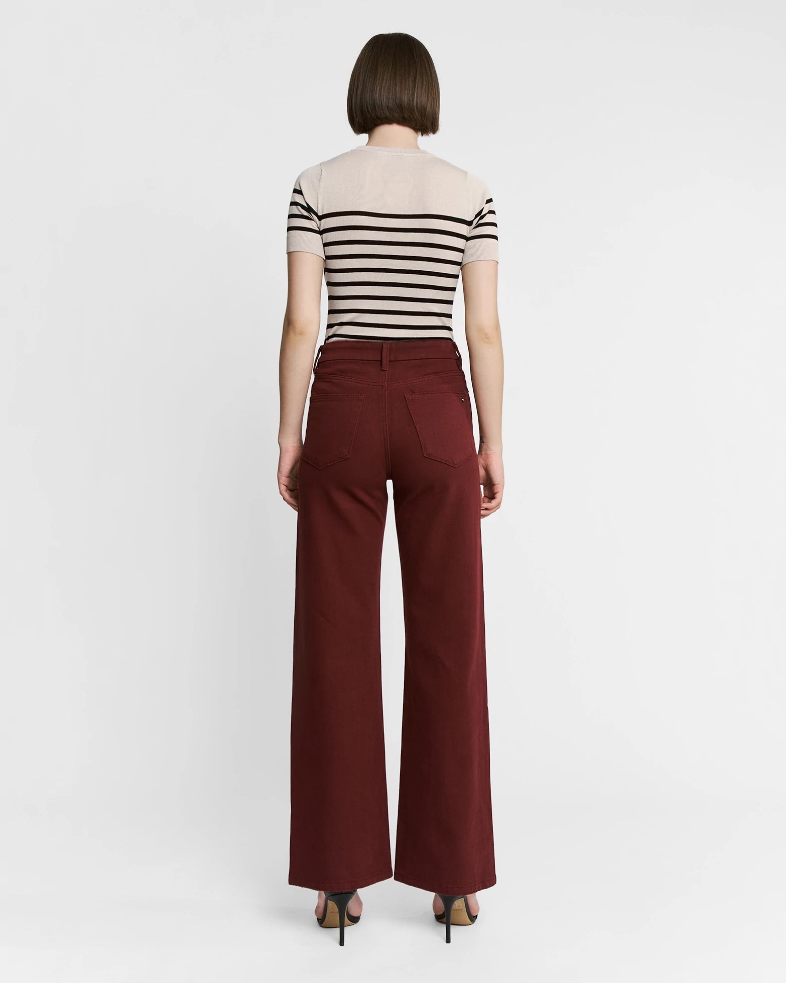 Deep Burgundy $|& Mica Denim Super High Rise Wide Leg Pant - Hanger Side