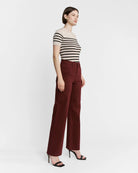 Deep Burgundy $|& Mica Denim Super High Rise Wide Leg Pant - Hanger Front
