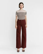 Deep Burgundy $|& Mica Denim Super High Rise Wide Leg Pant - VOF Detail