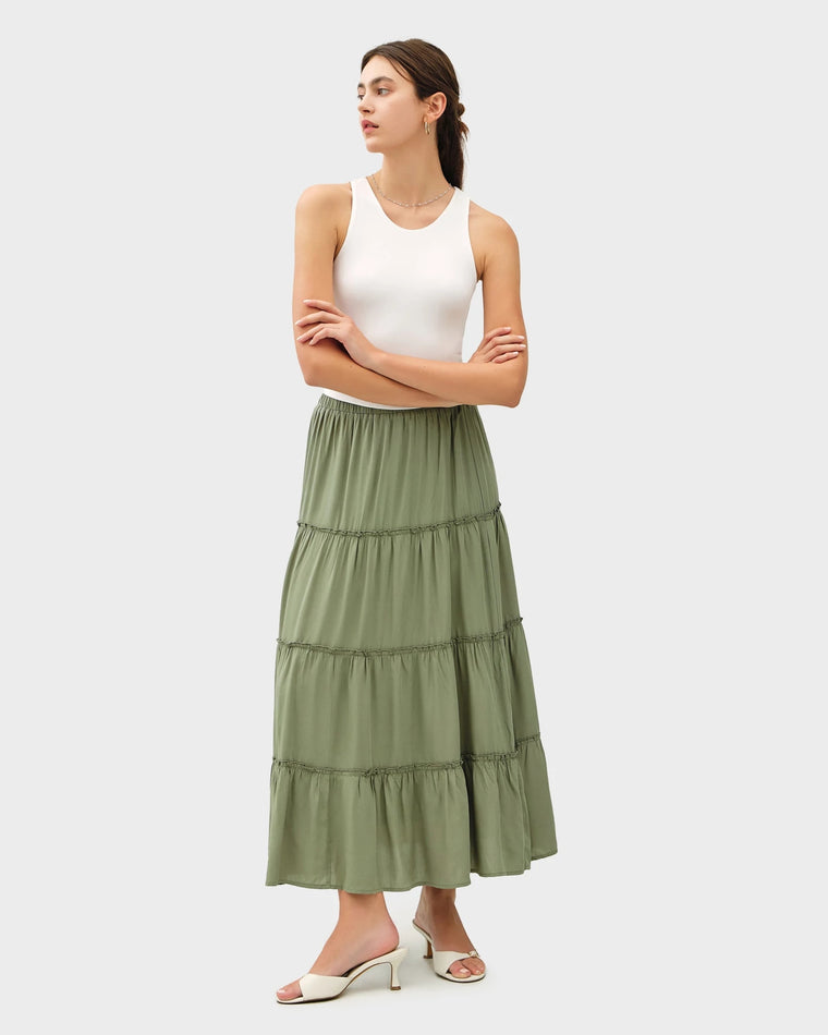 Spruce $|& Be Cool Tiered Maxi Skirt - VOF Detail