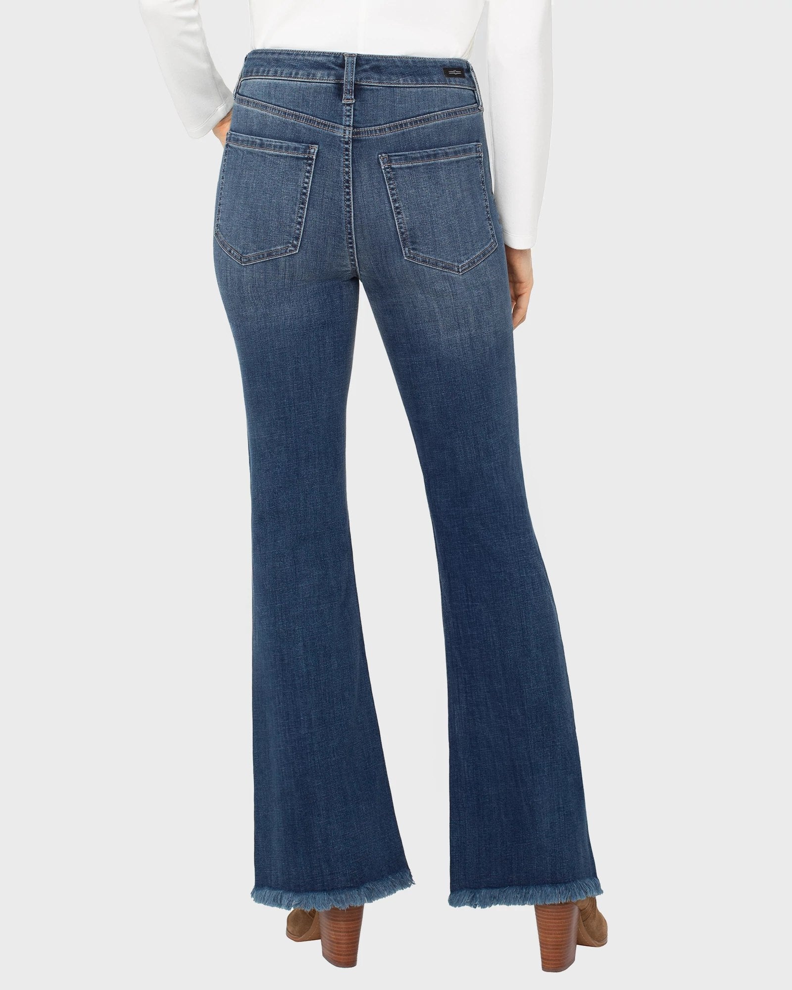Sycamore $|& Liverpool Hannah High Rise Flare Jeans With Frayed Hem - Hanger Side