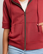 Rosewood $|& SEAS Short Sleeve Fleece Zip Up - SOF Full Front