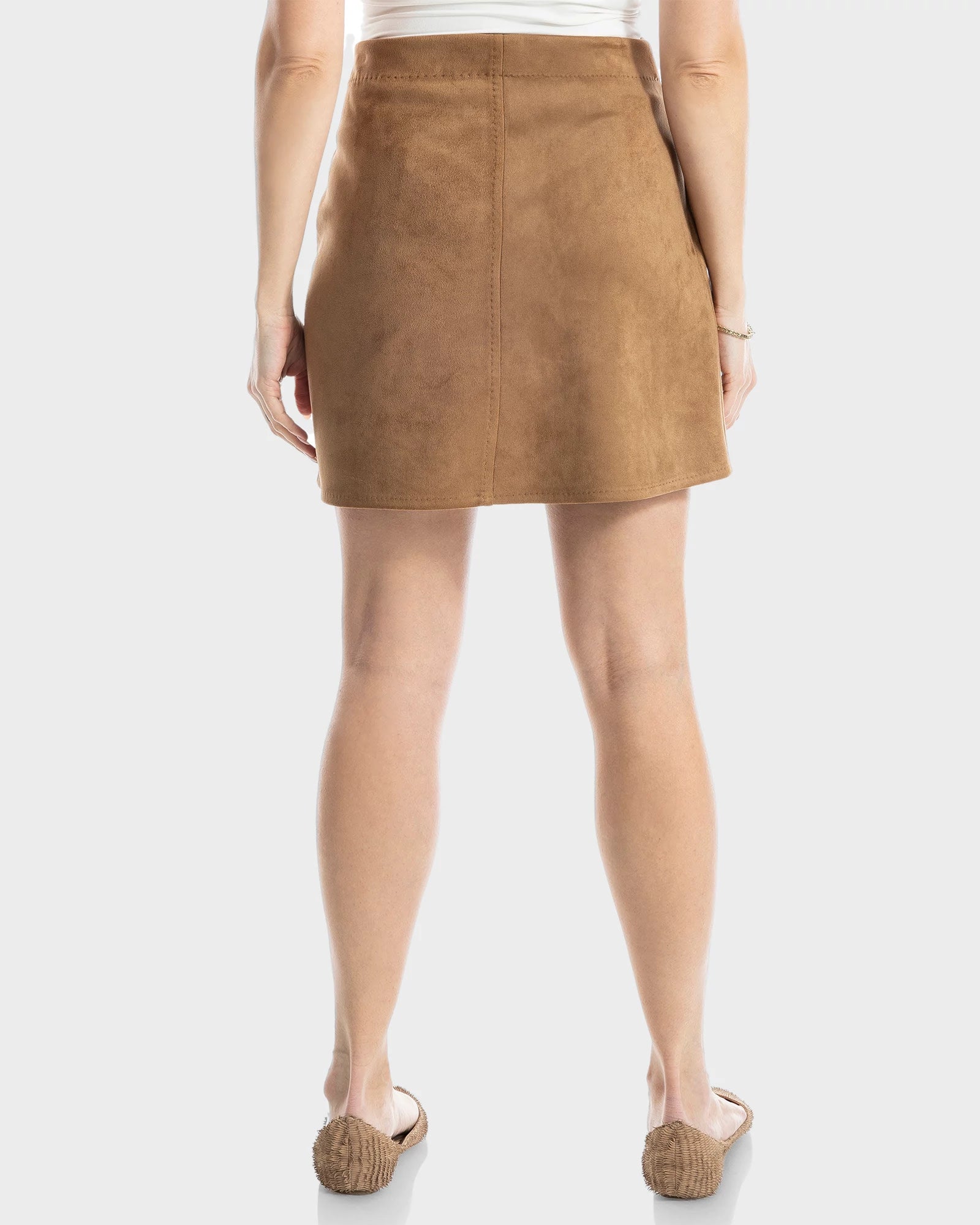 Vicuna $|& Max Studio Vegan Suede Faux Wrap Skirt - Hanger Side