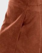 Chestnut $|& Max Studio Vegan Suede Faux Wrap Skirt - Hanger Back