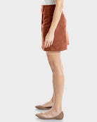 Chestnut $|& Max Studio Vegan Suede Faux Wrap Skirt - Hanger Front