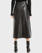 Black $|& Max Studio Vegan Leather Midi Skirt - Hanger Side