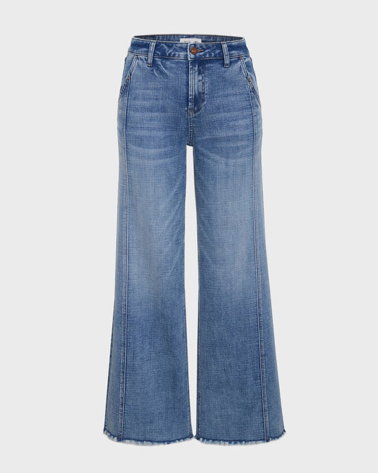Retro Blue $|& Hint of Blu Mighty Pocket Frayed Wide Leg Jeans - VOF Detail