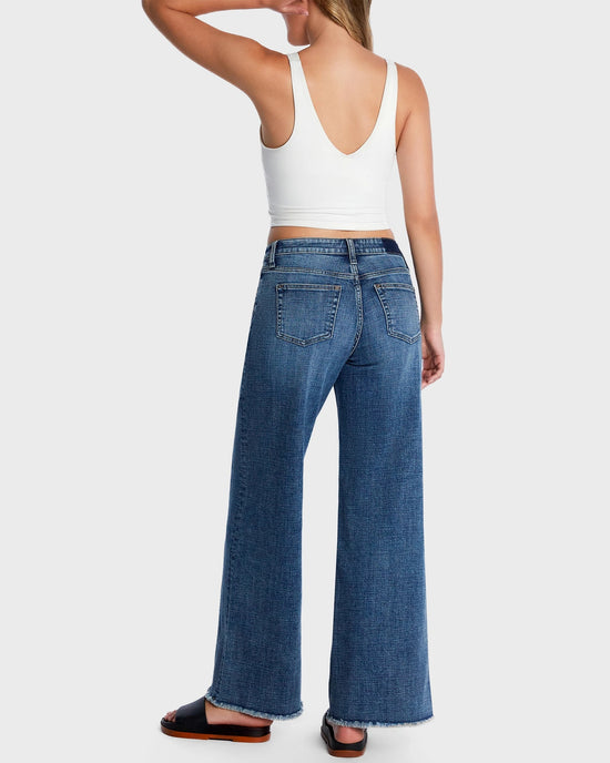 Space Blue $|& Hint of Blu Mighty Pocket Frayed Wide Leg Jeans - Hanger Side