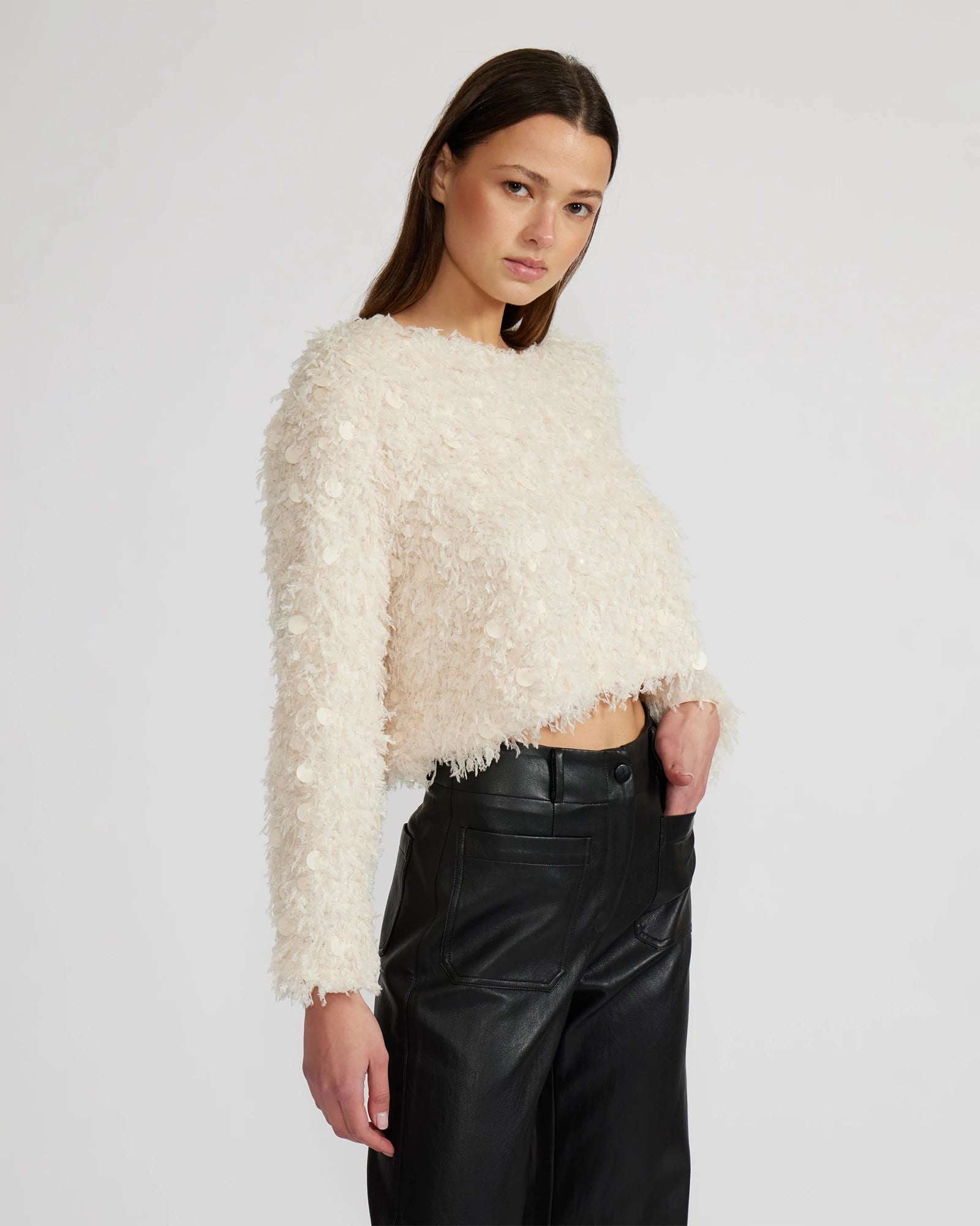 Cream $|& Lucy Paris Erna Fuzzy Sweater - Hanger Front