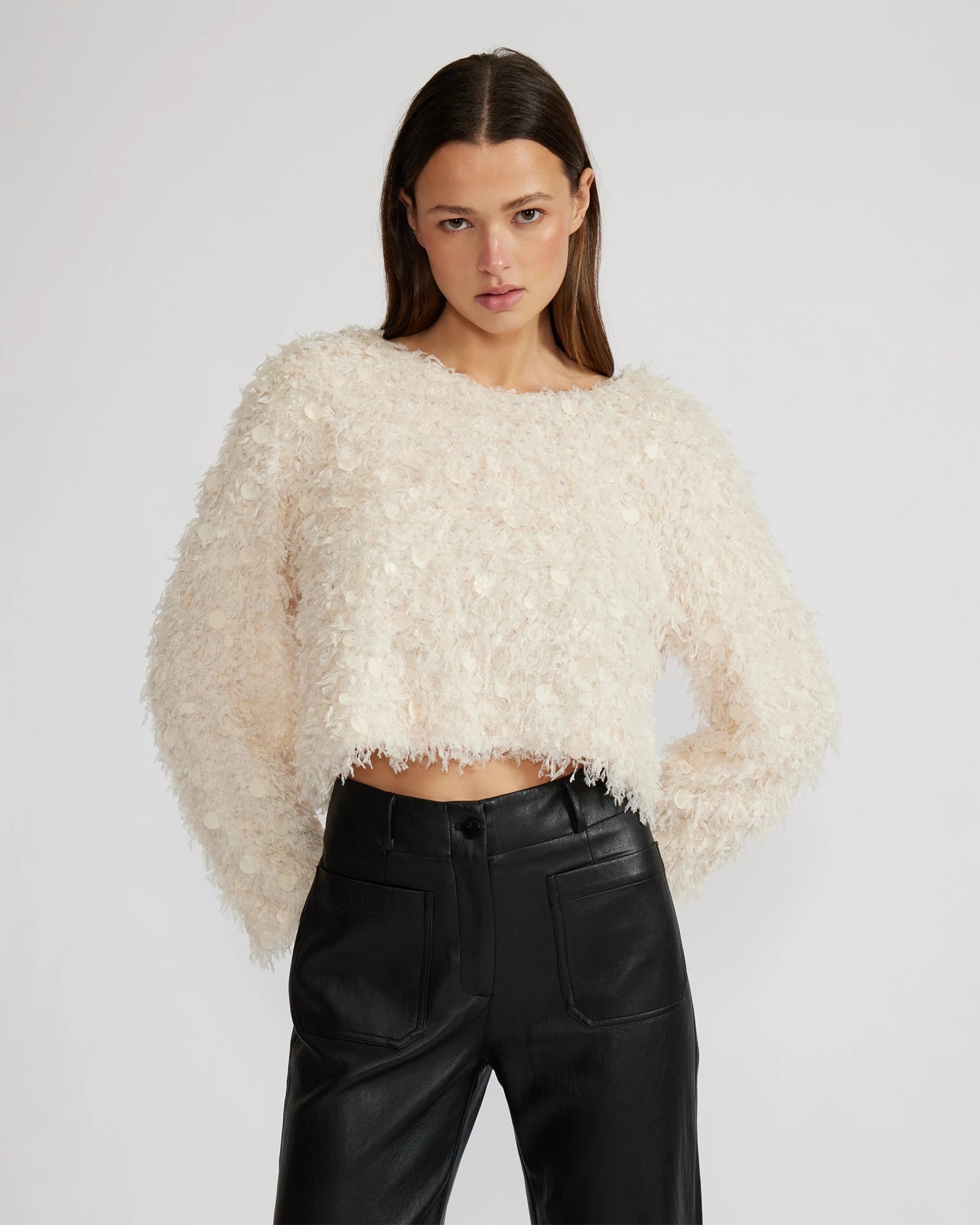 Cream $|& Lucy Paris Erna Fuzzy Sweater - VOF Detail