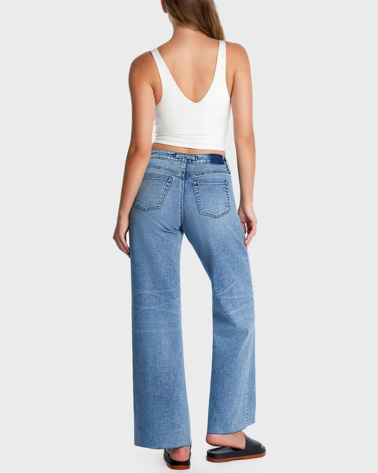 Lake Mathews Blue $|& Hint of Blu Raw Edge Wide Leg Jeans With Tab Closure - Hanger Side