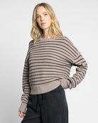 Taupe Black $|& Thread & Supply Ely Striped Sweater - Hanger Front