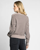 Taupe Black $|& Thread & Supply Ely Striped Sweater - Hanger Side
