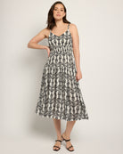 Ivory Black $|& Skies Are Blue Print Midi Dress - UGC On Fig
