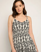 Ivory Black $|& Skies Are Blue Print Midi Dress - SOF Front