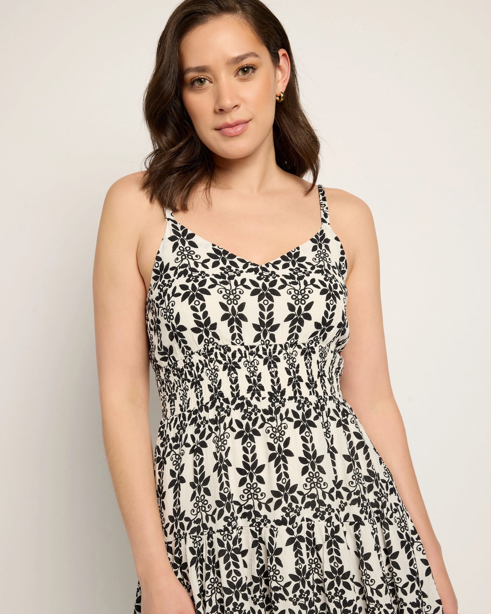 Ivory Black $|& Skies Are Blue Print Midi Dress - SOF Front