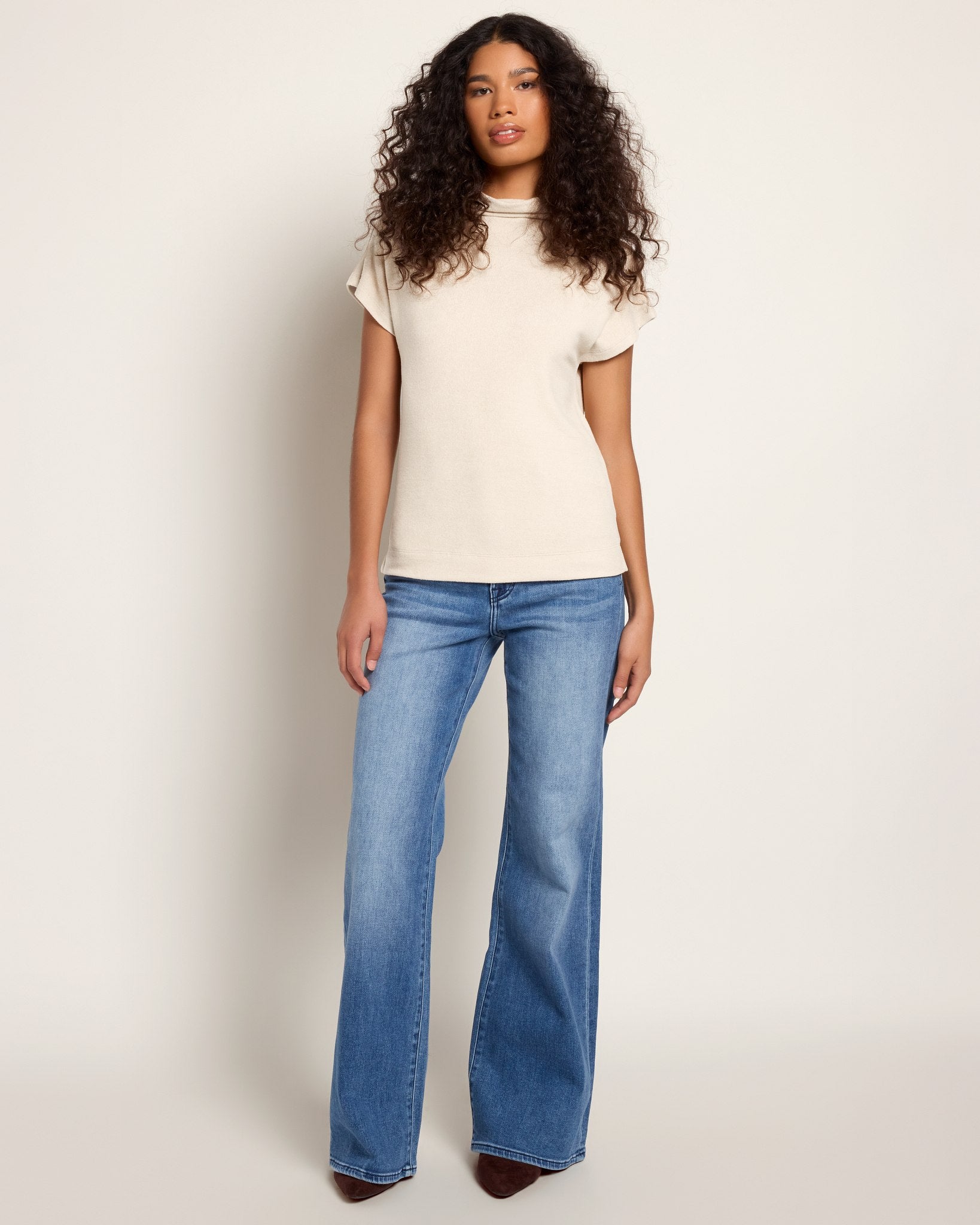 Cream $|& SEAS Pier Funnel Neck Hacci Tee - UGC On Fig