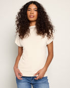 Cream $|& SEAS Pier Funnel Neck Hacci Tee - SOF Front