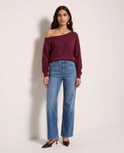 Black Cherry $|& SEAS Pacific One Shoulder Sweater - UGC On Fig
