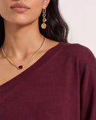 Black Cherry $|& SEAS Pacific One Shoulder Sweater - SOF Full Front