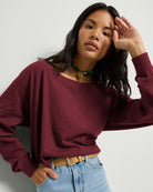 Black Cherry $|& SEAS Pacific One Shoulder Sweater