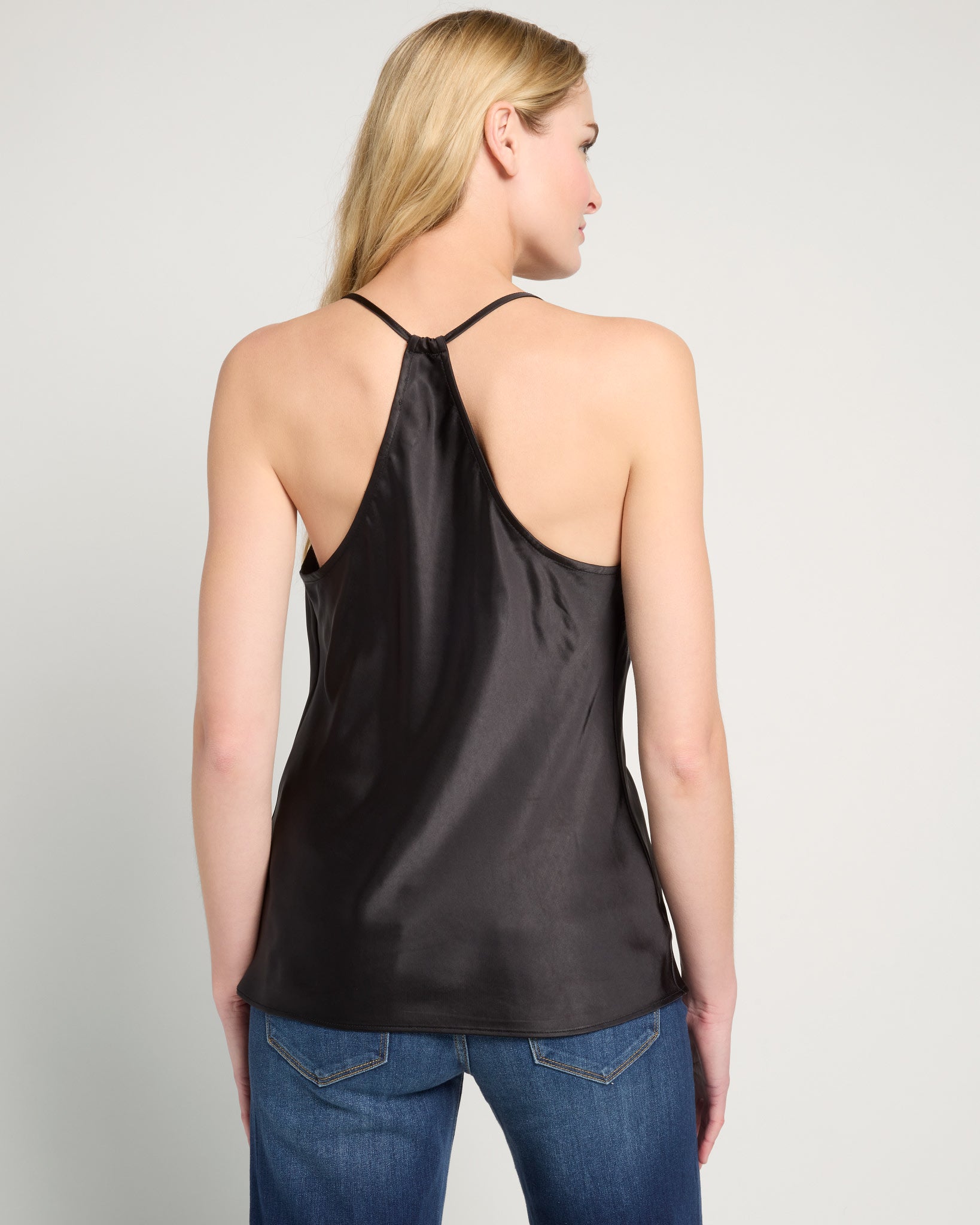 Black $|& Skies Are Blue Cowl Neck Racerback Cami - SOF Back
