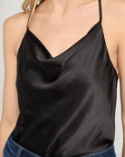 Black $|& Skies Are Blue Cowl Neck Racerback Cami - SOF Full Front