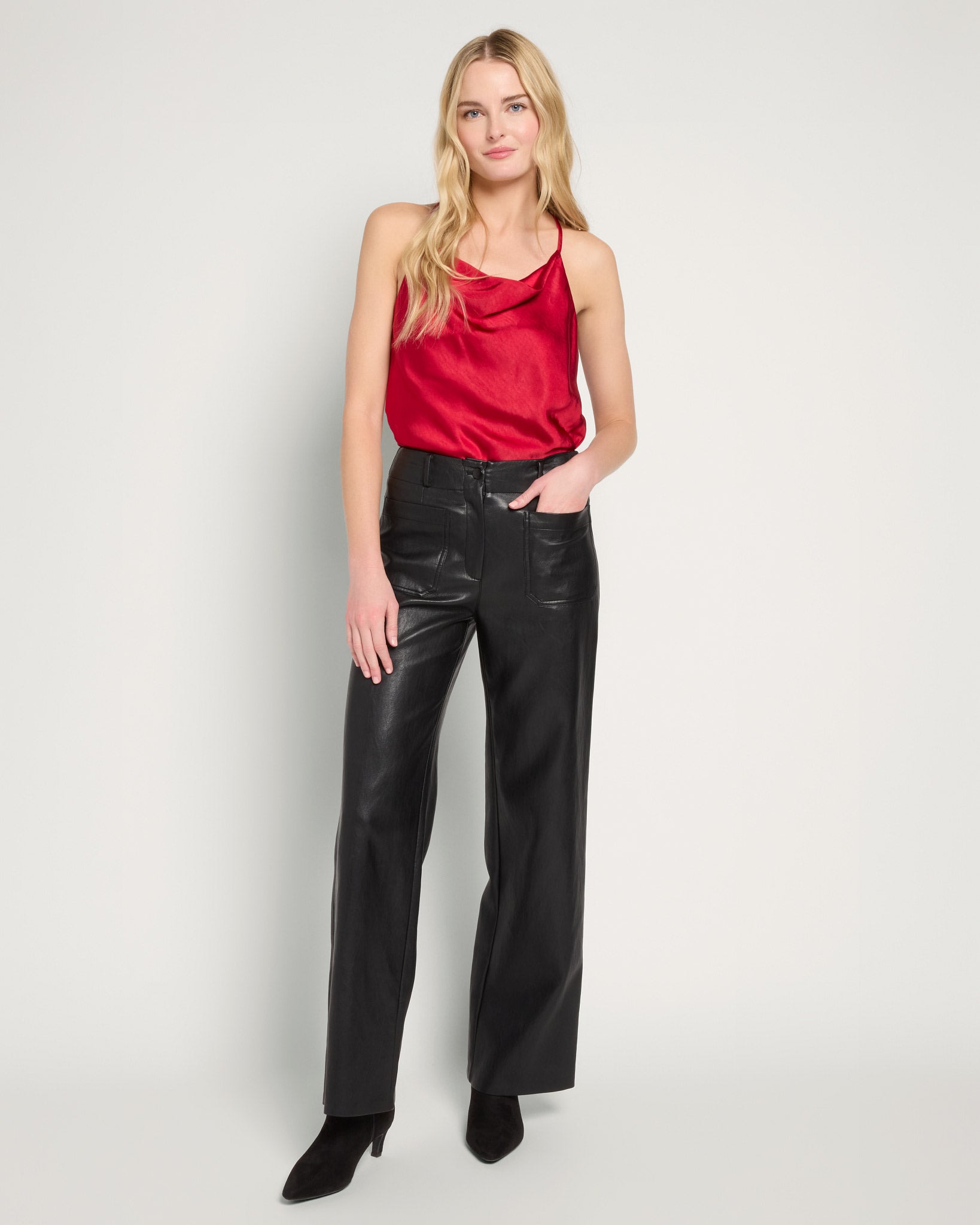 Red $|& Skies Are Blue Cowl Neck Racerback Cami - UGC On Fig