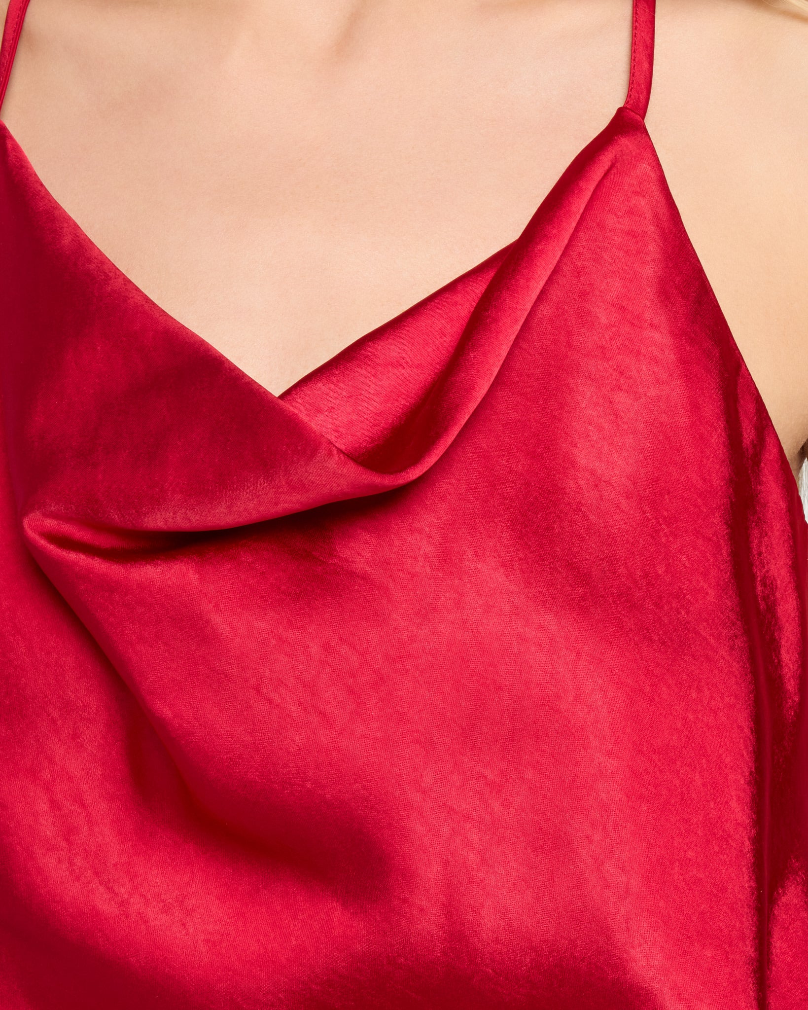 Red $|& Skies Are Blue Cowl Neck Racerback Cami - SOF Full Front