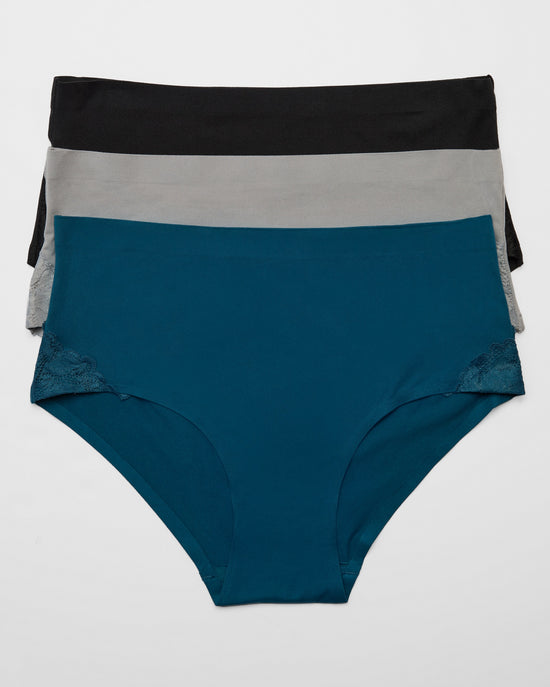 Legion Blue $|& real Underwear Bonded Brushed Micro Lace Briefs 3PK - Hanger Detail